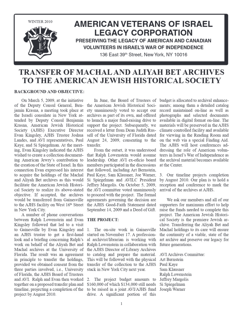 AVILC Newsletter — Winter 2010 — cover