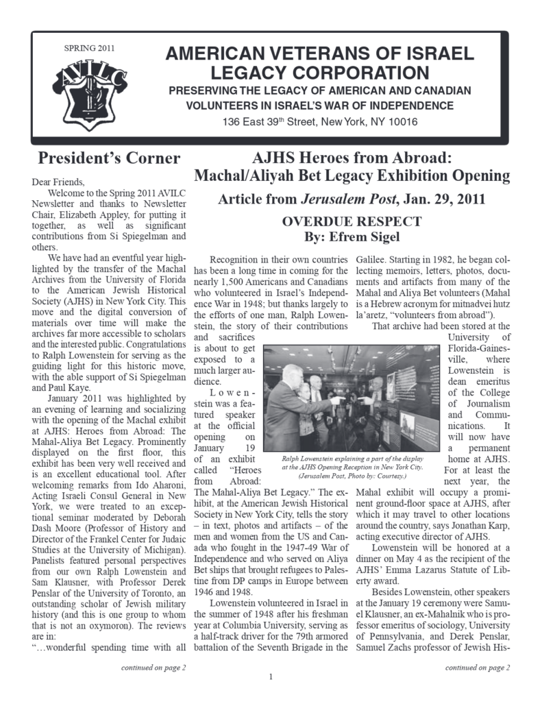 AVILC Newsletter — Spring 2011 — cover
