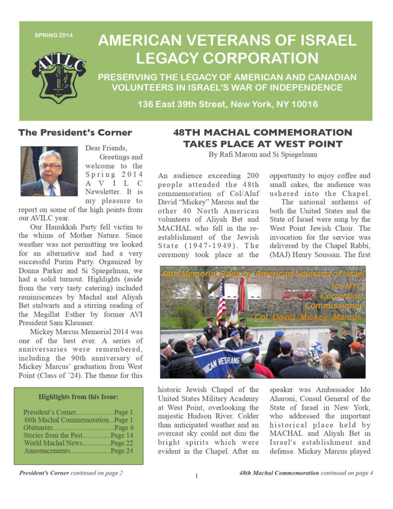 AVILC Newsletter — Spring 2014 — cover