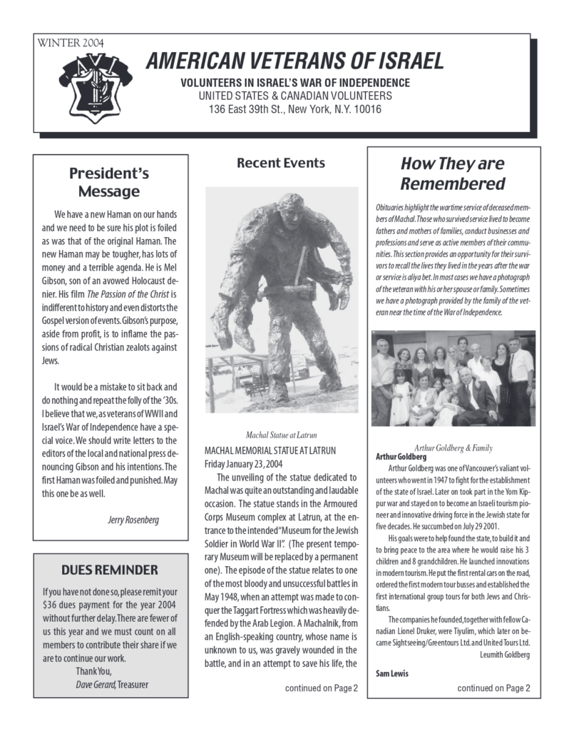 AVI Newsletter — Winter 2004 — cover